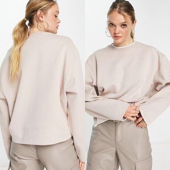 nwt ADIDAS Originals Premium Essentials Crop Sweatshirt in Wonder Taupe (1X/XL) - Picture 1 of 9